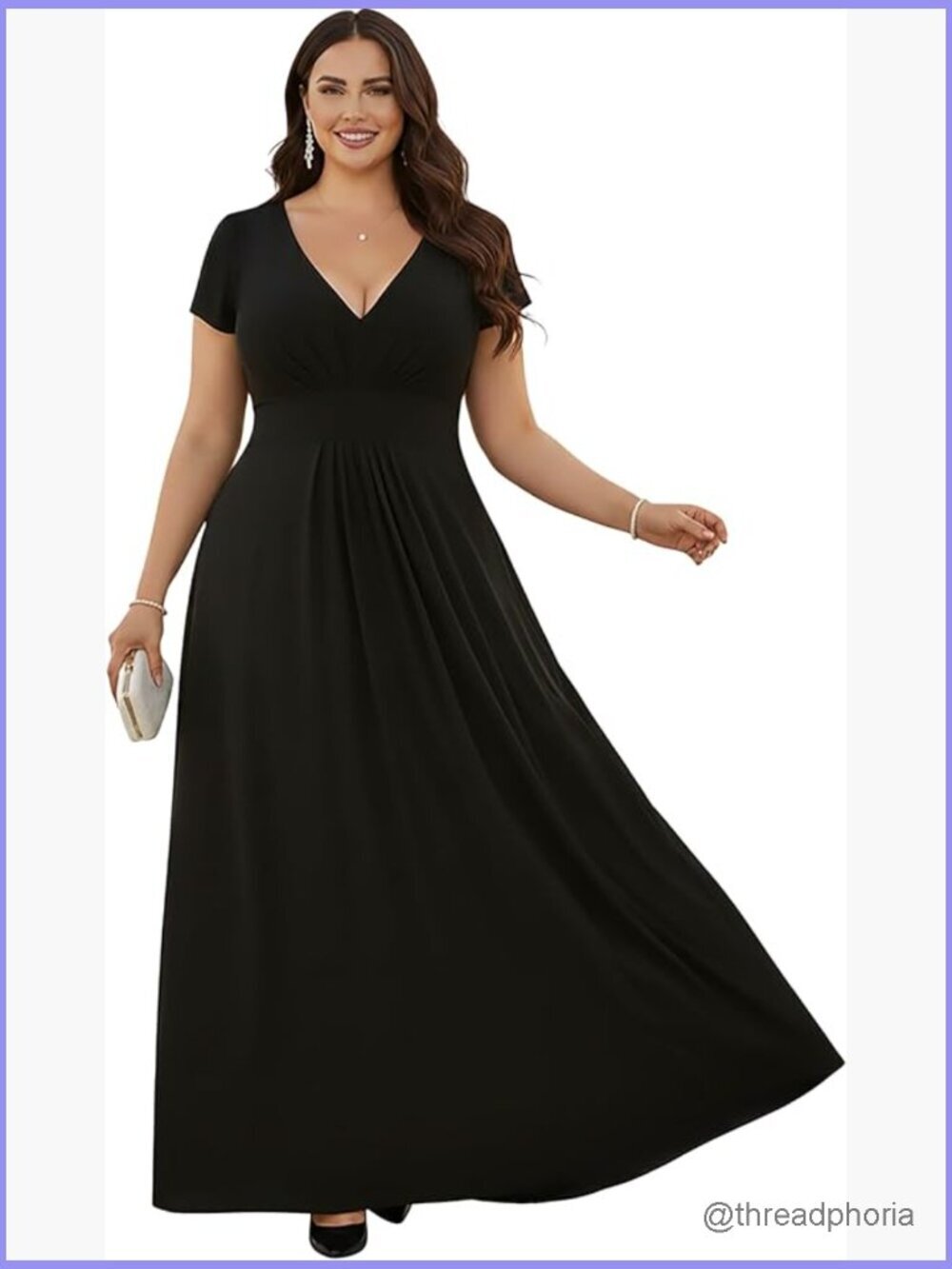 Flowy V-Neck Cap Sleeve Maxi Dress Bridesmaid Wedding Guest